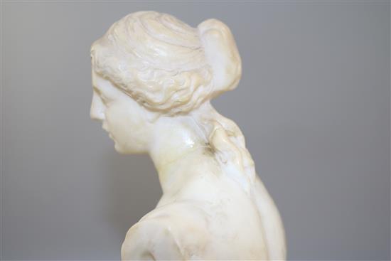 A late 19th century Italian alabaster model of the Venus de Milo, 20.5in.